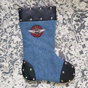 Vintage Harley-Davidson Denim and Leather Christmas Stocking